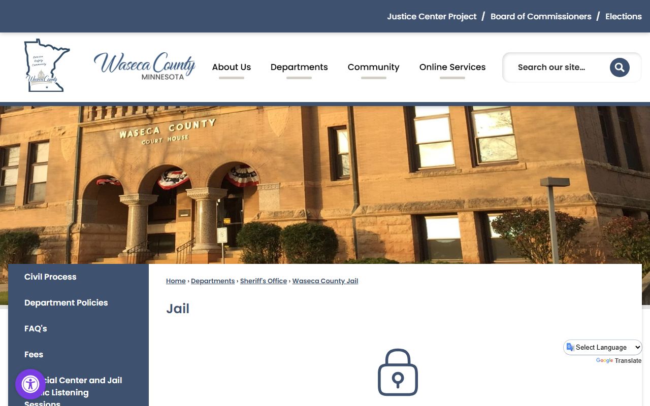 Waseca County jail roster and inmate population source page